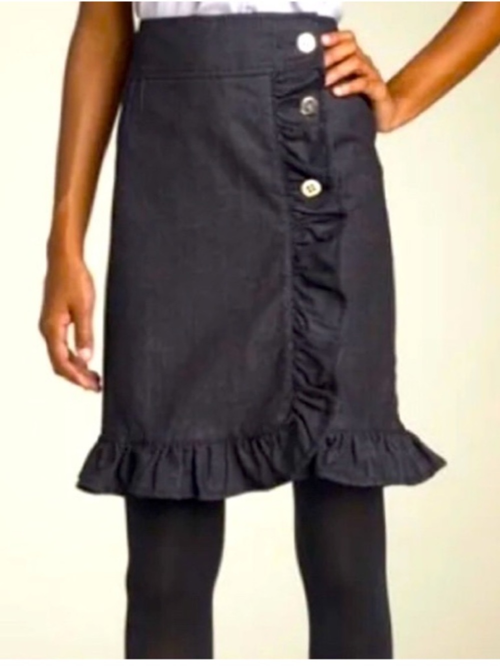 LEIFSDOTTIR Ruffle Hem Button-Accent Skirt - Black